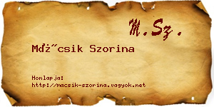 Mácsik Szorina névjegykártya